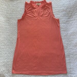 Michael Kors dress peach coral salmon orange sleeveless ruffled trim v neck XL